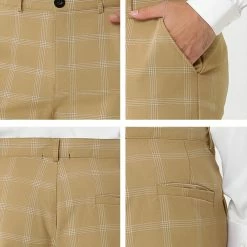 Allegra K Men's Dress Plaid Slim Fit Flat Front Business Pencil Pants With Pockets
