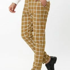 Allegra K Men's Plaid Dress Pants Casual Slim Fit Flat Front Business Checked Trousers 34 Allegra K Men's Plaid Dress Pants Casual Slim Fit Flat Front Business Checked Trousers