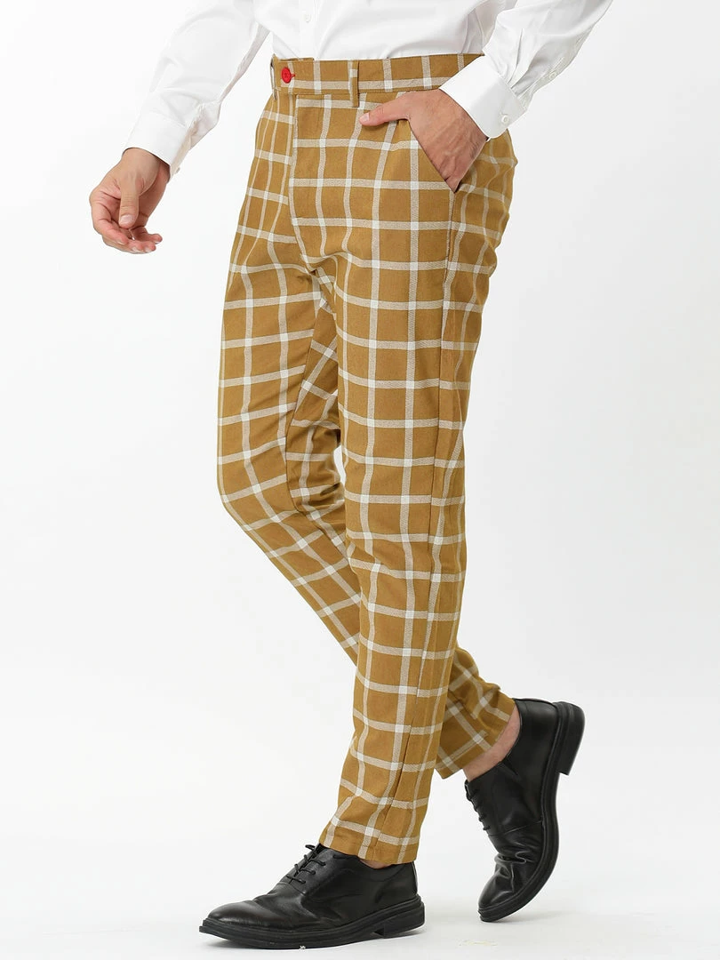 Allegra K Men's Plaid Dress Pants Casual Slim Fit Flat Front Business Checked Trousers 5 Allegra K Men's Plaid Dress Pants Casual Slim Fit Flat Front Business Checked Trousers