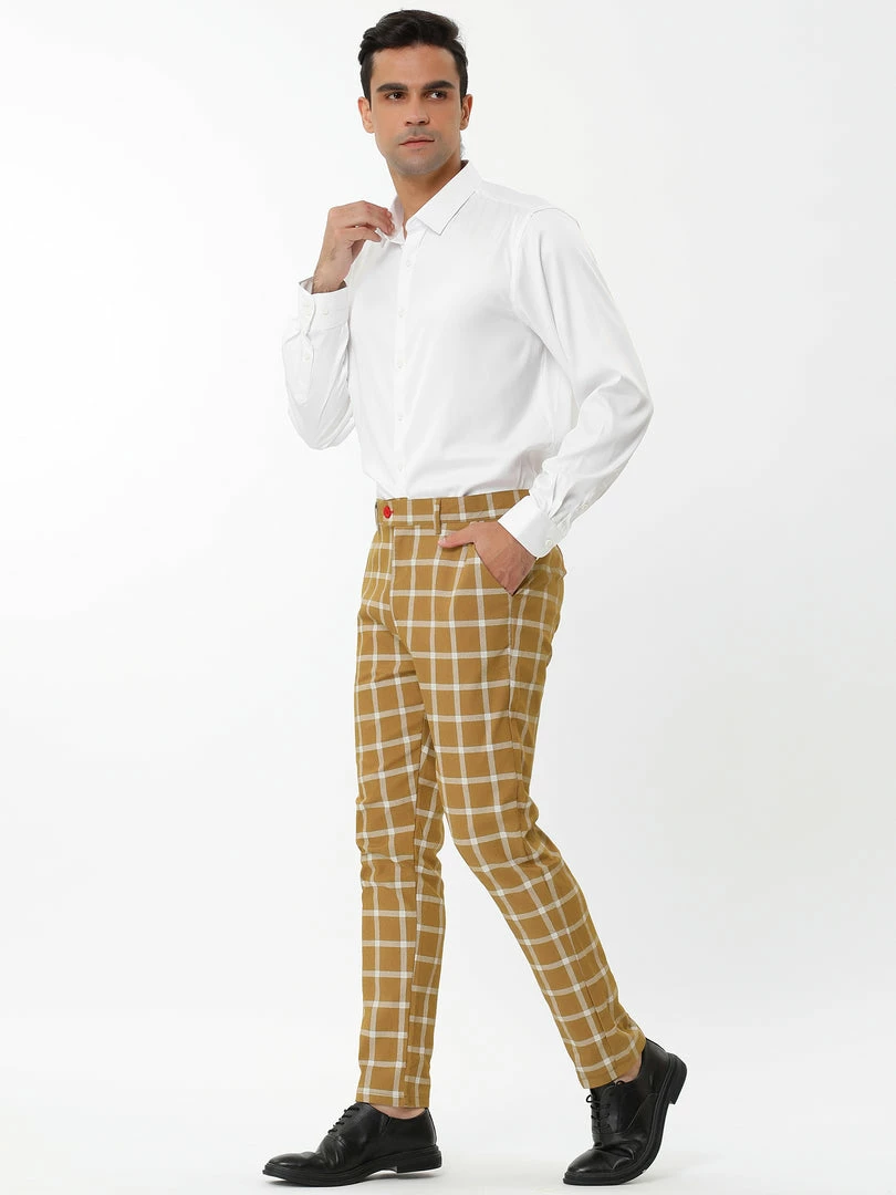 Allegra K Men's Plaid Dress Pants Casual Slim Fit Flat Front Business Checked Trousers 7 Allegra K Men's Plaid Dress Pants Casual Slim Fit Flat Front Business Checked Trousers