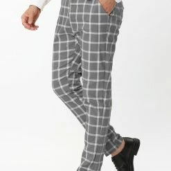 Allegra K Men's Plaid Dress Pants Casual Slim Fit Flat Front Business Checked Trousers 40 Allegra K Men's Plaid Dress Pants Casual Slim Fit Flat Front Business Checked Trousers