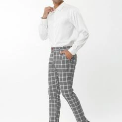 Allegra K Men's Plaid Dress Pants Casual Slim Fit Flat Front Business Checked Trousers 42 Allegra K Men's Plaid Dress Pants Casual Slim Fit Flat Front Business Checked Trousers