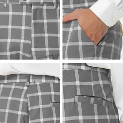 Allegra K Men's Plaid Dress Pants Casual Slim Fit Flat Front Business Checked Trousers 44 Allegra K Men's Plaid Dress Pants Casual Slim Fit Flat Front Business Checked Trousers