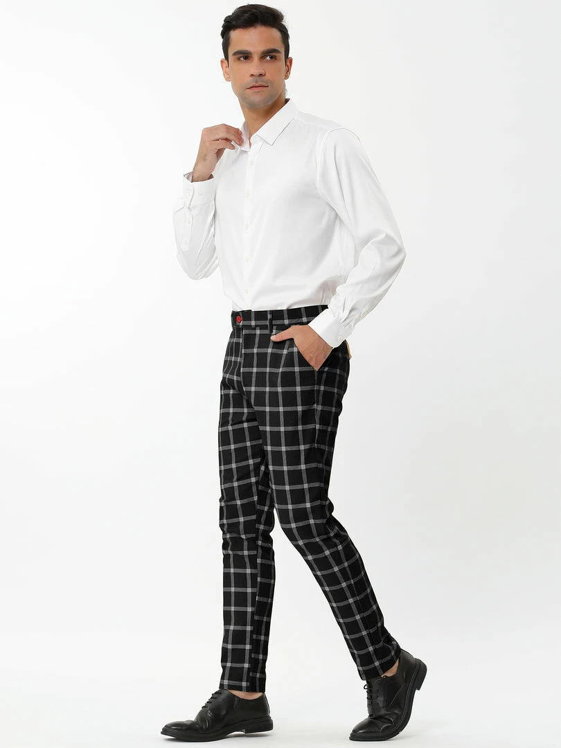 Allegra K Men's Plaid Dress Pants Casual Slim Fit Flat Front Business Checked Trousers 19 Allegra K Men's Plaid Dress Pants Casual Slim Fit Flat Front Business Checked Trousers