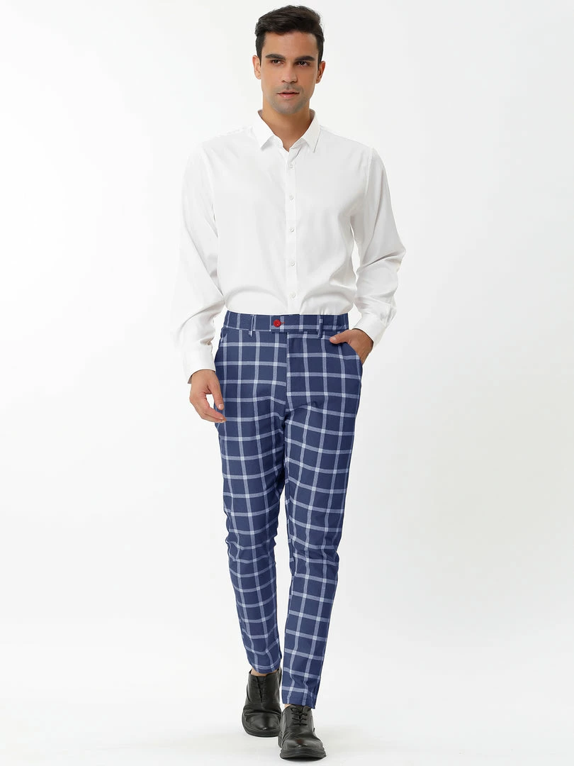 Allegra K Men's Plaid Dress Pants Casual Slim Fit Flat Front Business Checked Trousers 23 Allegra K Men's Plaid Dress Pants Casual Slim Fit Flat Front Business Checked Trousers