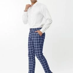 Allegra K Men's Plaid Dress Pants Casual Slim Fit Flat Front Business Checked Trousers 53 Allegra K Men's Plaid Dress Pants Casual Slim Fit Flat Front Business Checked Trousers