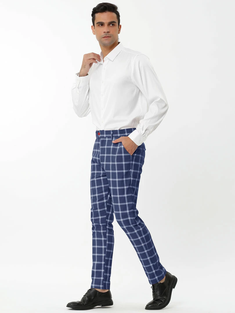 Allegra K Men's Plaid Dress Pants Casual Slim Fit Flat Front Business Checked Trousers 24 Allegra K Men's Plaid Dress Pants Casual Slim Fit Flat Front Business Checked Trousers