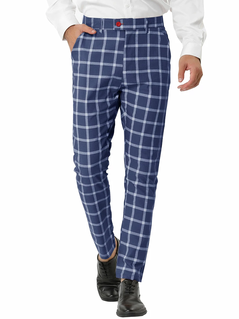 Allegra K Men's Plaid Dress Pants Casual Slim Fit Flat Front Business Checked Trousers 21 Allegra K Men's Plaid Dress Pants Casual Slim Fit Flat Front Business Checked Trousers