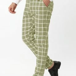 Allegra K Men's Plaid Dress Pants Casual Slim Fit Flat Front Business Checked Trousers 57 Allegra K Men's Plaid Dress Pants Casual Slim Fit Flat Front Business Checked Trousers