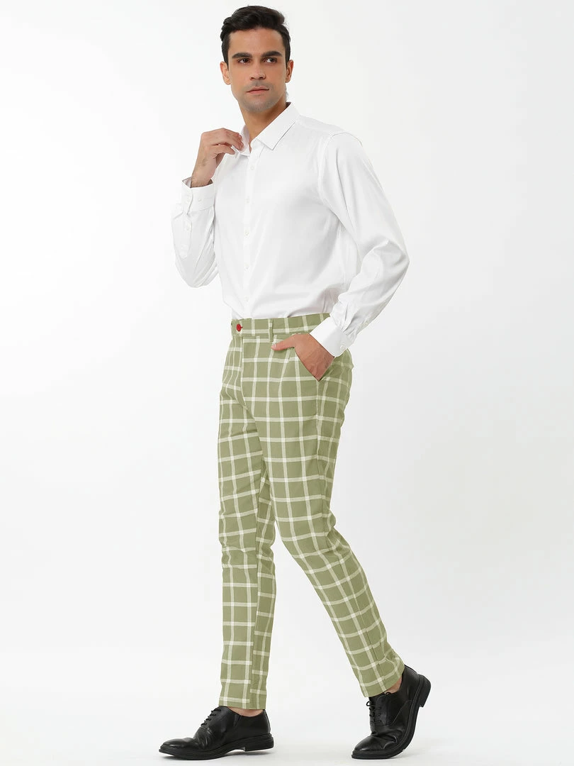 Allegra K Men's Plaid Dress Pants Casual Slim Fit Flat Front Business Checked Trousers 30 Allegra K Men's Plaid Dress Pants Casual Slim Fit Flat Front Business Checked Trousers
