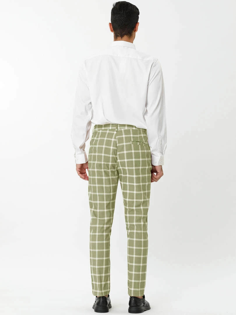 Allegra K Men's Plaid Dress Pants Casual Slim Fit Flat Front Business Checked Trousers 31 Allegra K Men's Plaid Dress Pants Casual Slim Fit Flat Front Business Checked Trousers