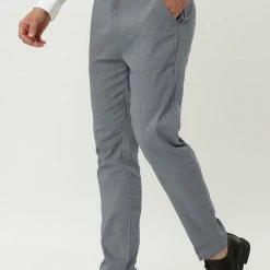 Allegra K Men's Business Checked Trousers Slim Fit Flat Front Plaid Dress Pants