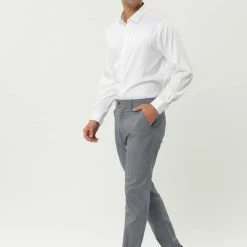 Allegra K Men's Business Checked Trousers Slim Fit Flat Front Plaid Dress Pants