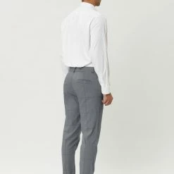 Allegra K Men's Business Checked Trousers Slim Fit Flat Front Plaid Dress Pants