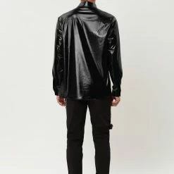 Allegra K Men's Shiny Sequins Shirt Slim Fit Long Sleeves Button Down Disco Party Shirt