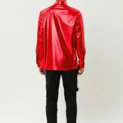 Allegra K Men's Shiny Sequins Shirt Slim Fit Long Sleeves Button Down Disco Party Shirt