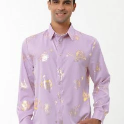 Allegra K Men's Rose Printed Long Sleeved Button Down Prom Floral Dress Shirts