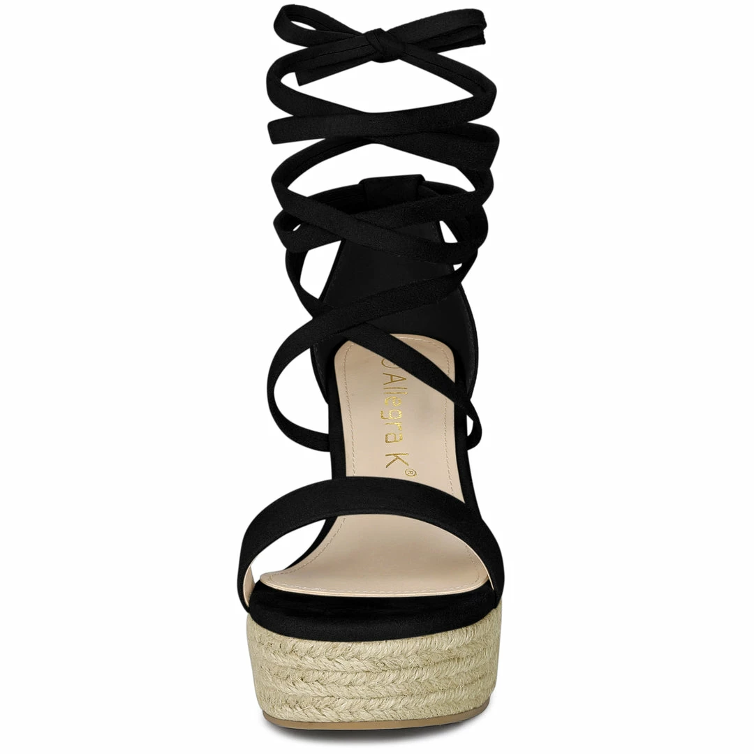 Allegra K Shoes Women's Espadrille Platform Lace Up Wedge Heels Sandals 5 Allegra K Shoes Women's Espadrille Platform Lace Up Wedge Heels Sandals