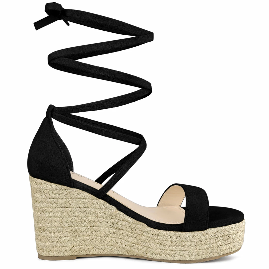 Allegra K Shoes Women's Espadrille Platform Lace Up Wedge Heels Sandals 9 Allegra K Shoes Women's Espadrille Platform Lace Up Wedge Heels Sandals