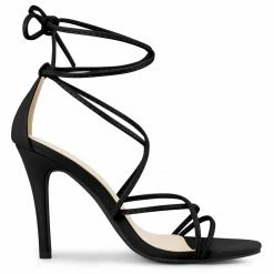 Allegra K Shoes Women's Strappy Heels Lace Up Stiletto Heel Sandals