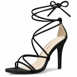 Allegra K Shoes Women's Strappy Heels Lace Up Stiletto Heel Sandals