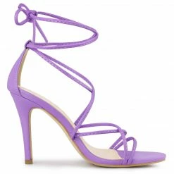 Allegra K Shoes Women's Strappy Heels Lace Up Stiletto Heel Sandals