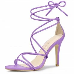 Allegra K Shoes Women's Strappy Heels Lace Up Stiletto Heel Sandals