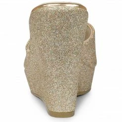 Allegra K Women's Glitter Platform Slip On Wedge Heels Sandals Shoes