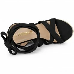 Allegra K Shoes Women's Lace Up Wedge Heel Platform Strappy Espadrilles Sandals