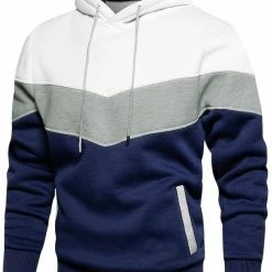Allegra K Men's Novelty Color Block Hoodies Casual Plush Lined Pullover Sweatshirt With Pocket