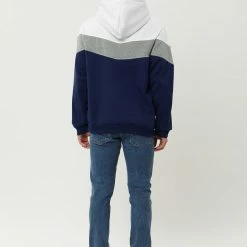 Allegra K Men's Novelty Color Block Hoodies Casual Plush Lined Pullover Sweatshirt With Pocket