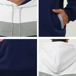 Allegra K Men's Novelty Color Block Hoodies Casual Plush Lined Pullover Sweatshirt With Pocket