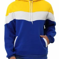 Allegra K Men's Novelty Color Block Hoodies Casual Plush Lined Pullover Sweatshirt With Pocket