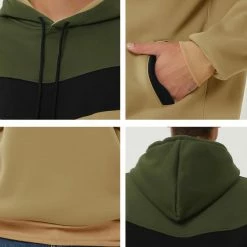 Allegra K Men's Novelty Color Block Hoodies Casual Plush Lined Pullover Sweatshirt With Pocket