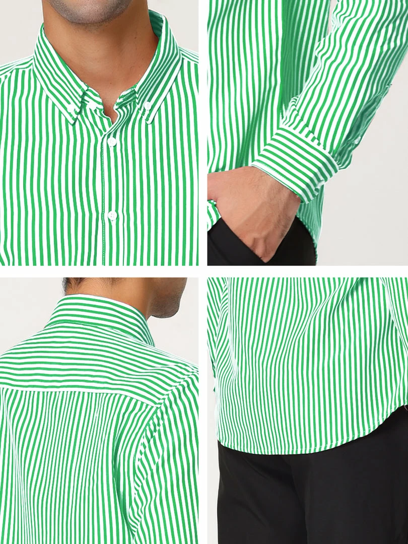 Allegra K Men's Business Vertical Striped Long Sleeves Button Down Dress Shirts 27 Allegra K Men's Business Vertical Striped Long Sleeves Button Down Dress Shirts