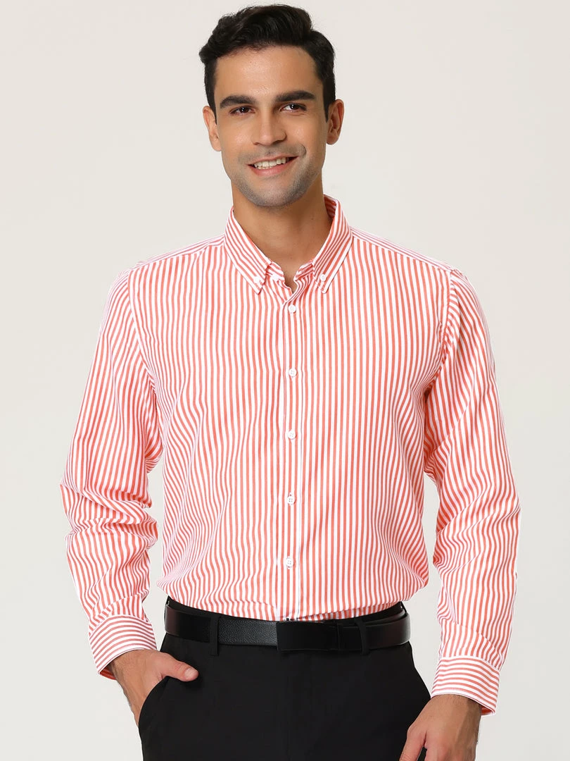 Allegra K Men's Business Vertical Striped Long Sleeves Button Down Dress Shirts 11 Allegra K Men's Business Vertical Striped Long Sleeves Button Down Dress Shirts