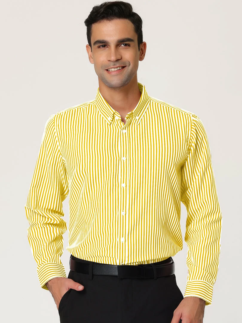 Allegra K Men's Business Vertical Striped Long Sleeves Button Down Dress Shirts 5 Allegra K Men's Business Vertical Striped Long Sleeves Button Down Dress Shirts