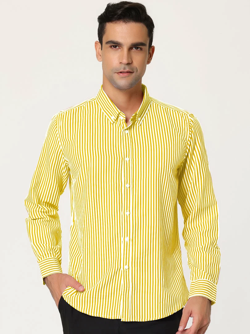 Allegra K Men's Business Vertical Striped Long Sleeves Button Down Dress Shirts 6 Allegra K Men's Business Vertical Striped Long Sleeves Button Down Dress Shirts