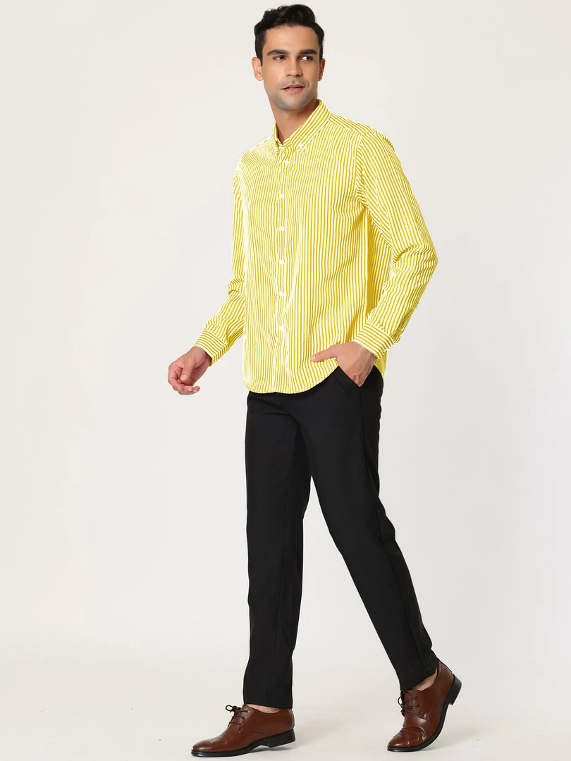 Allegra K Men's Business Vertical Striped Long Sleeves Button Down Dress Shirts 7 Allegra K Men's Business Vertical Striped Long Sleeves Button Down Dress Shirts