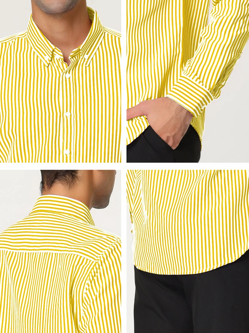 Allegra K Men's Business Vertical Striped Long Sleeves Button Down Dress Shirts 9 Allegra K Men's Business Vertical Striped Long Sleeves Button Down Dress Shirts