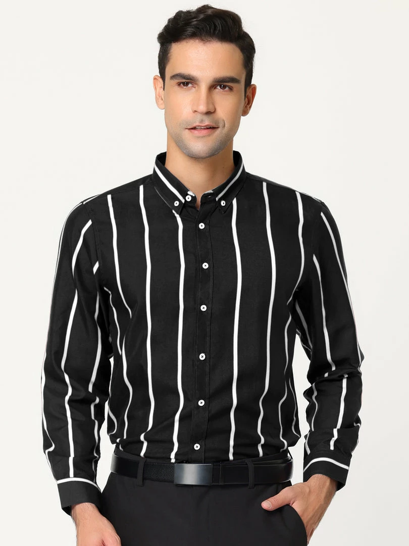 Allegra K Men's Business Vertical Striped Long Sleeves Button Down Dress Shirts 29 Allegra K Men's Business Vertical Striped Long Sleeves Button Down Dress Shirts