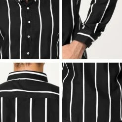 Allegra K Men's Business Vertical Striped Long Sleeves Button Down Dress Shirts 63 Allegra K Men's Business Vertical Striped Long Sleeves Button Down Dress Shirts