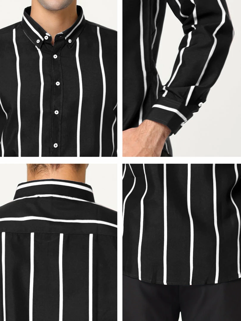 Allegra K Men's Business Vertical Striped Long Sleeves Button Down Dress Shirts 33 Allegra K Men's Business Vertical Striped Long Sleeves Button Down Dress Shirts