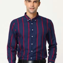 Allegra K Men's Business Vertical Striped Long Sleeves Button Down Dress Shirts 47 Allegra K Men's Business Vertical Striped Long Sleeves Button Down Dress Shirts