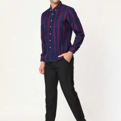 Allegra K Men's Business Vertical Striped Long Sleeves Button Down Dress Shirts 49 Allegra K Men's Business Vertical Striped Long Sleeves Button Down Dress Shirts