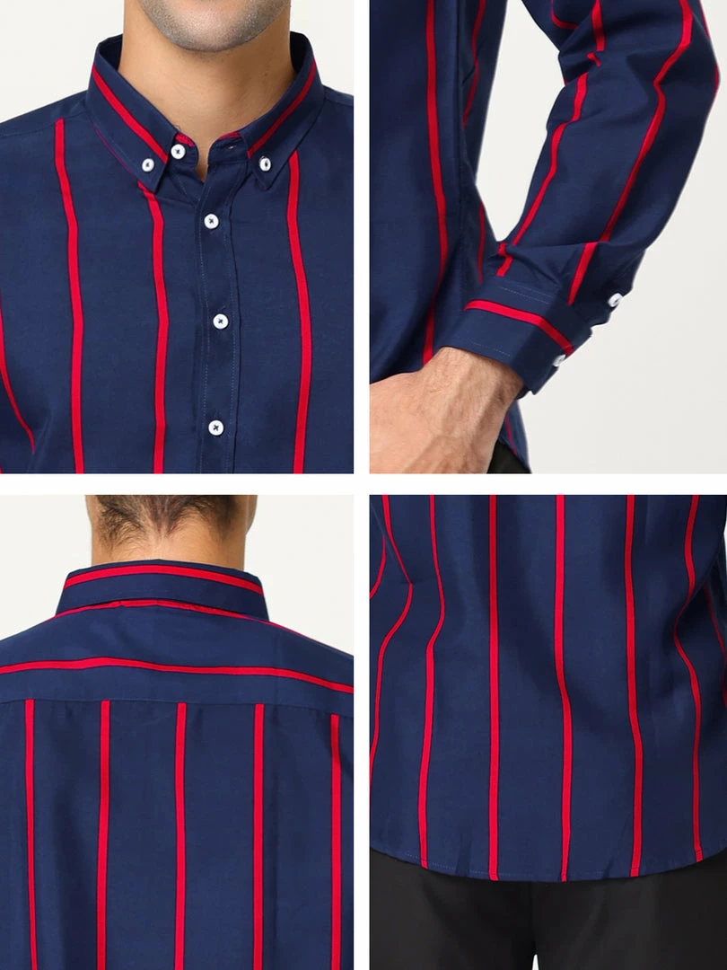 Allegra K Men's Business Vertical Striped Long Sleeves Button Down Dress Shirts 21 Allegra K Men's Business Vertical Striped Long Sleeves Button Down Dress Shirts