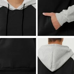 Allegra K Men's Hoodie Sweatshirt Casual Raglan Long Sleeves Color Block Pullover With Pocket
