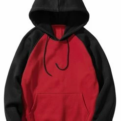 Allegra K Men's Hoodie Sweatshirt Casual Raglan Long Sleeves Color Block Pullover With Pocket