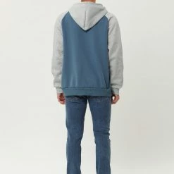 Allegra K Men's Hoodie Sweatshirt Casual Raglan Long Sleeves Color Block Pullover With Pocket