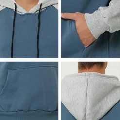 Allegra K Men's Hoodie Sweatshirt Casual Raglan Long Sleeves Color Block Pullover With Pocket